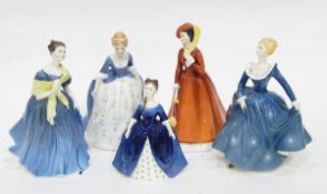 Five Royal Doulton figures, 'Julia' modelled by Peggy Davies, 'Fragrance', 'Debbie',