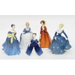 Five Royal Doulton figures, 'Julia' modelled by Peggy Davies, 'Fragrance', 'Debbie',