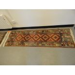 A pair of modern 20th century wool runners with geometric pattern,