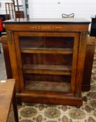 A Victorian walnut glazed side cabinet, with satinwood inlay,
