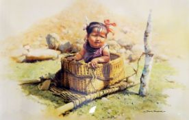 After David Shepherd Colour print "The Road Mender's Daughter Tibet",