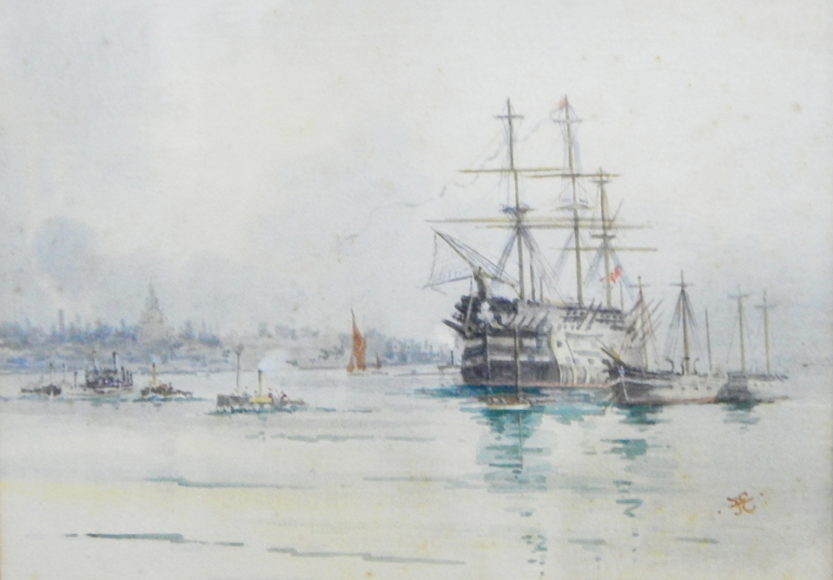 J G Egerton (early 20th century) Watercolour "HMS St Vincent,