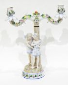 A pair of German porcelain two-branch figural candelabra by Ernst, Bohne & Sohne,