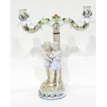 A pair of German porcelain two-branch figural candelabra by Ernst, Bohne & Sohne,