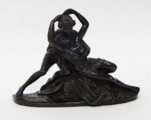 A modern bronze figure group after Canova of Psyche and Cupid, signed "Chanda",