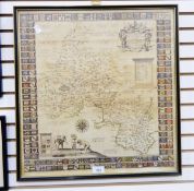 A reproduction map of Oxfordshire, the County surrounded by a border of Armorials,