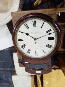 A 19th century mahogany drop-dial wall clock,