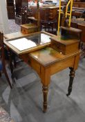 An Edwardian satin birch dressing table with mirror back, two short drawers,