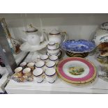 A Shelley coffee set comprising six coffee cans and saucers, tea pot, milk and sugar,