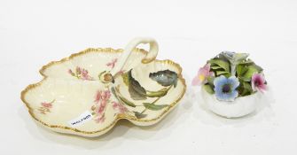 A Crown Staffordshire posy ornament, a George Jones Crescent china dish with three compartments,