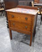 A two-tier oak fall-flap table and an oak two-drawer chest (2)