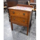 A two-tier oak fall-flap table and an oak two-drawer chest (2)