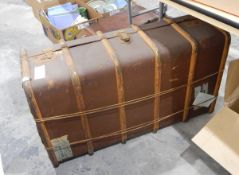 A canvas and wood school trunk (af)