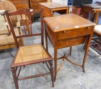 A yew finish lady's sewing table by Reproducts,