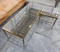 Two framed and glass topped tables comprising a coffee table and a lamp table (2)