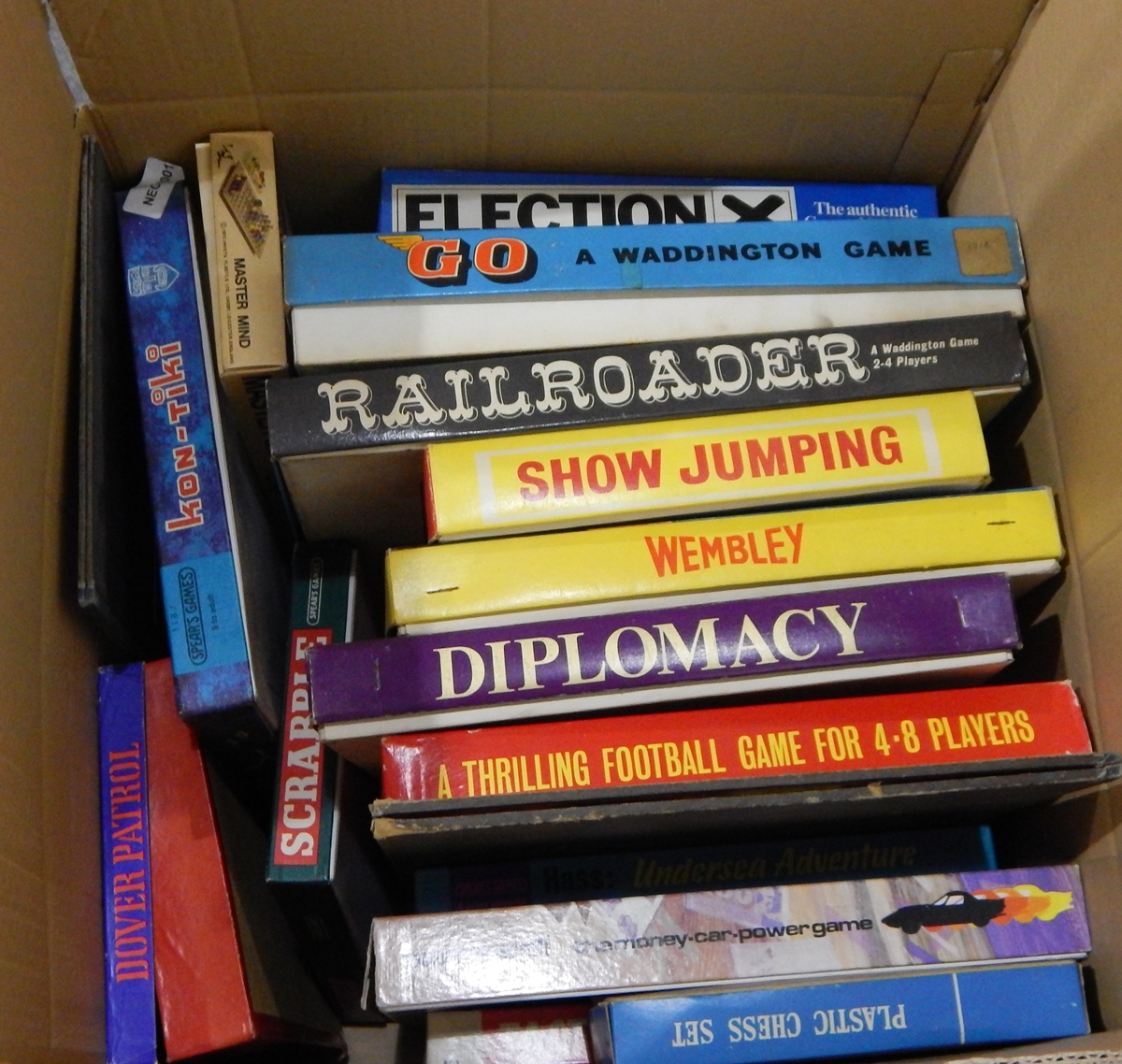 A large quantity of board games including Air Charter, Show Jumping, Diplomacy, etc.