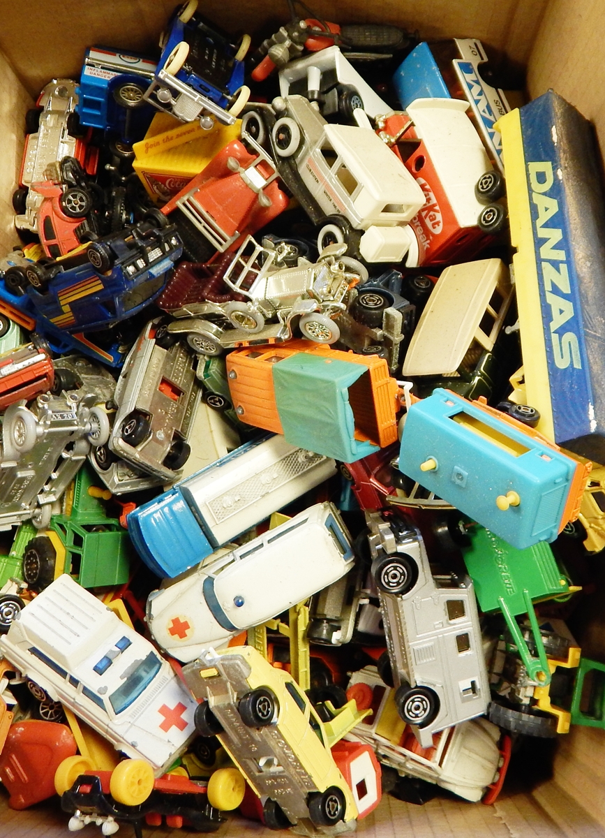 A quantity of diecast model cars including Majorette and Dinky examples