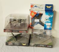 Four Corgi Aviation Archive diecast models, three WWII Legends including Messerschmitt BF109E-1,