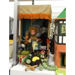 A Pelham Puppets theatre including five puppets (a witch, a baby dragon, a mouse,