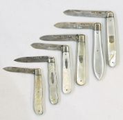 Silver folding fruit knife,