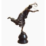 Colinet bronze Art Deco sculpture of a rope dancer standing on a rock,