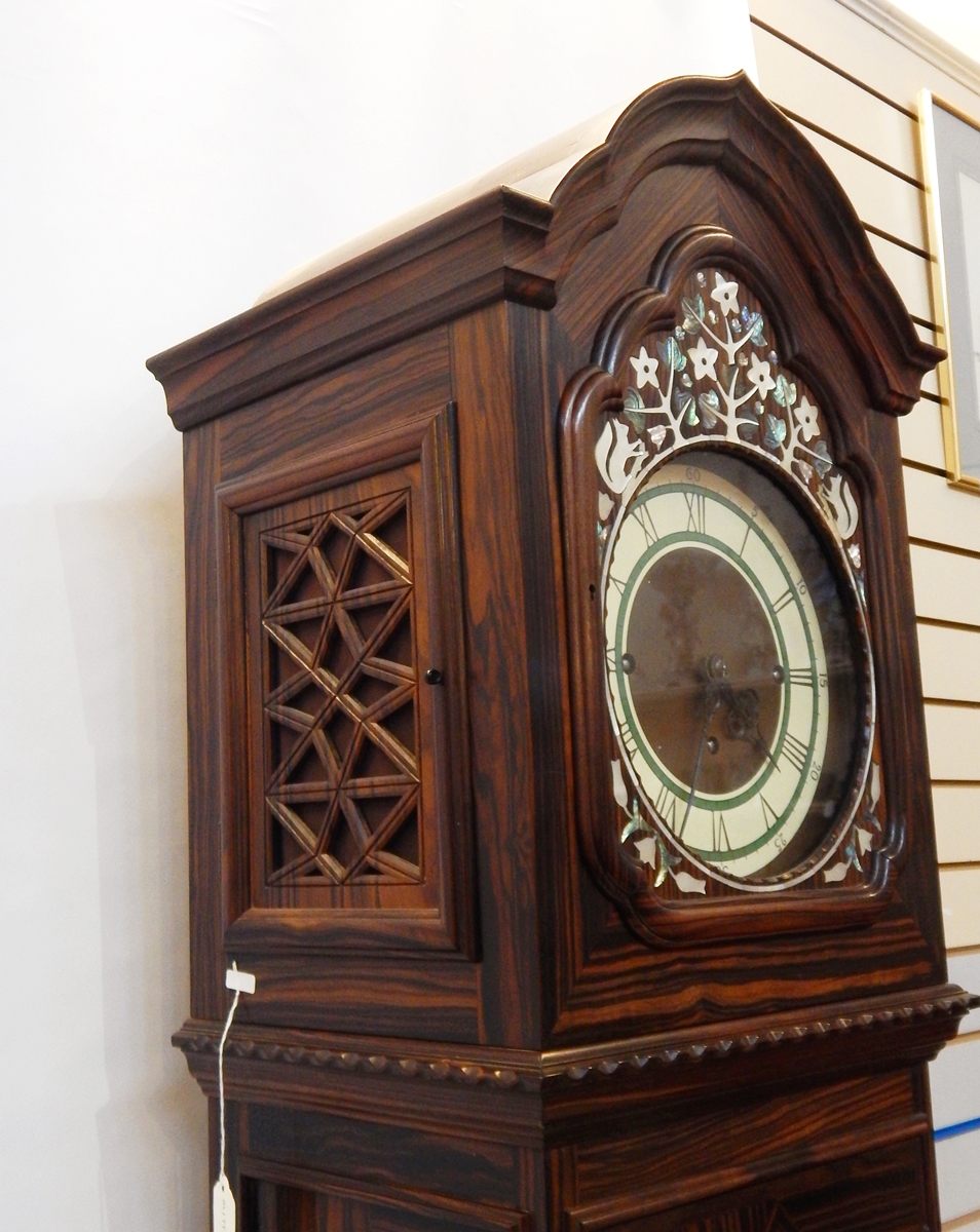 Peter Waals mother-of-pearl inlaid macassar ebony longcase clock with ogee arch hood, - Image 3 of 5
