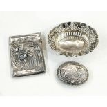 Art Nouveau pierced oval dish (stamped silver),