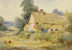 Henry John Sylvester-Stannard (1870-1951) Watercolour drawing Thatched rural cottage with garden,