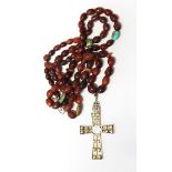 Liberty Amuleti silver cross pendant with bead and wire decoration,