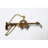 Victorian bar brooch modelled as a riding crop,