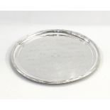 Silver circular tray by Walker & Hall, Sheffield 1934 with foliate and reeded border,