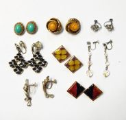 Quantity of clip, screw and other earrings including Italian,