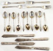 Set of 10 Chinese silver figure-topped coffee spoons,