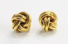 Pair of 9ct gold stud earrings of knot design