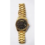 Gentleman's 18K gold and diamond Rolex Oyster perpetual day/date superlative chronometer bracelet