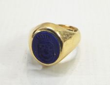 9ct gold signet ring with oval lapis lazuli seal