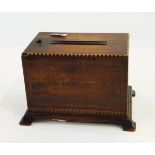 Mahogany small cigarette box with satinwood and boxwood stringing