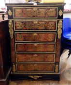 French ebonised, boulle work and ormolu-mounted chest of six drawers,