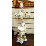 Pair late 19th/early 20th century Dresden, Hirsch, porcelain candelabra,