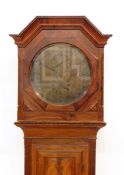 Edward Barnsley walnut regulator longcase clock, the hood with angular arched pediment,