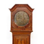 Edward Barnsley walnut regulator longcase clock, the hood with angular arched pediment,