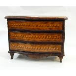 Table-top parquetry chest with serpentine front,