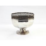 Silver pedestal bowl, Birmingham 1939, of octagonal form, the rim decorated with pierced garlands,