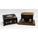 Mother of pearl inlaid papier mache casket, 19th century rosewood writing box,