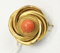 Victorian gold-coloured coral brooch,