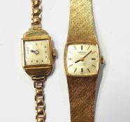 Lady's 9ct gold bracelet watch on a stylised ladder bracelet and lady's Winegartens 9ct gold