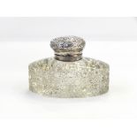 Edwardian silver-mounted glass inkwell,