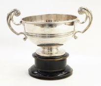 Silver two-handled pedestal bowl by Walker & Hall,