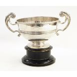 Silver two-handled pedestal bowl by Walker & Hall,