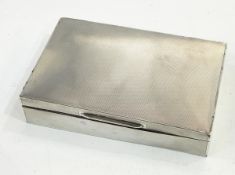 Silver cigarette box, Birmingham 1960 of plain rectangular engine-turned form,